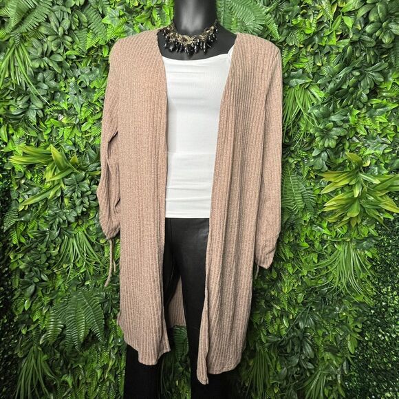 Starlet Women Plus Size XL Mocha Light Brown Duster Cardigan Sweater 0205 - Picture 5 of 5